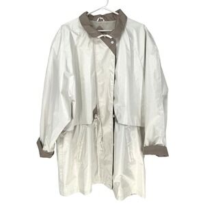 Essentials by Washington Vintage Ivory Taupe Womens‎ 2X Rain Windbreaker Coat